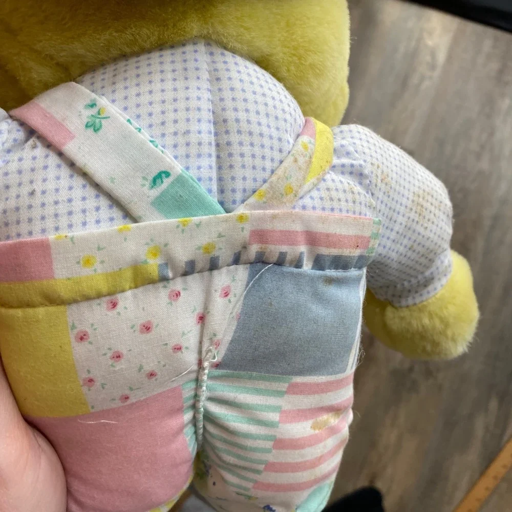 Vintage Well-Made Toy Corp Yellow Duckling Plush‎ Patchwork Overalls Hat Easter